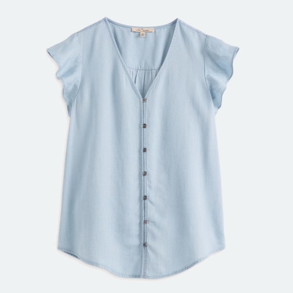 Sky Blue Button-Down Blouse - Picture 1 of 5